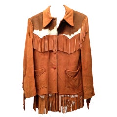 Vintage Levi's western wear fringed suede jacket with cowhide trim