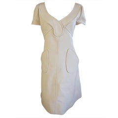 Courreges 1960's Mod Ivory Mini Dress