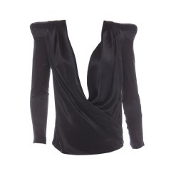 Balmain Black silk blouse with accentuated shoulder pads