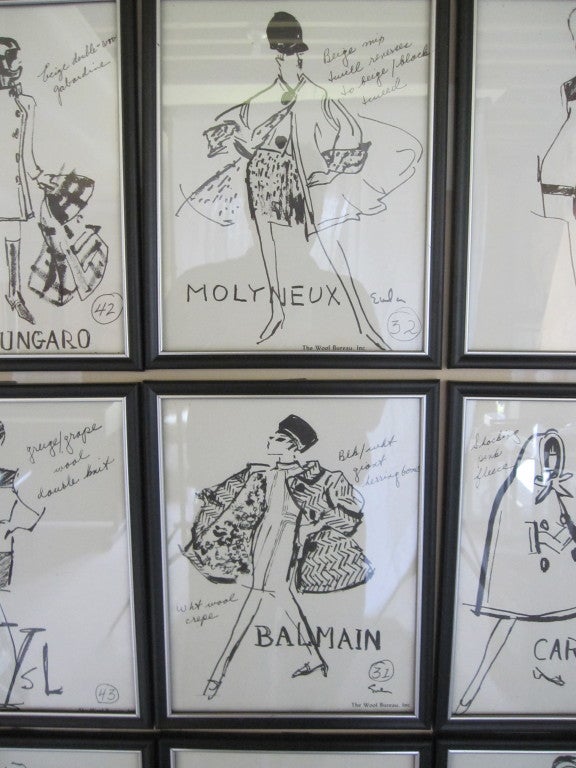 Joe Eula 1960's collection of 23 drawings for The Wool Bureau 3