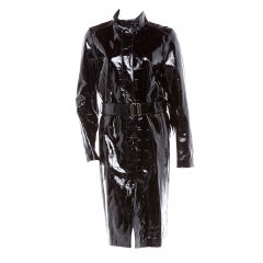 Yves Saint Laurent Alligator embossed patent leather trench coat