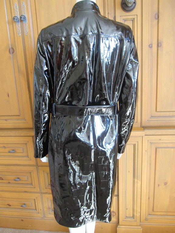Yves Saint Laurent Alligator embossed patent leather trench coat at 1stdibs