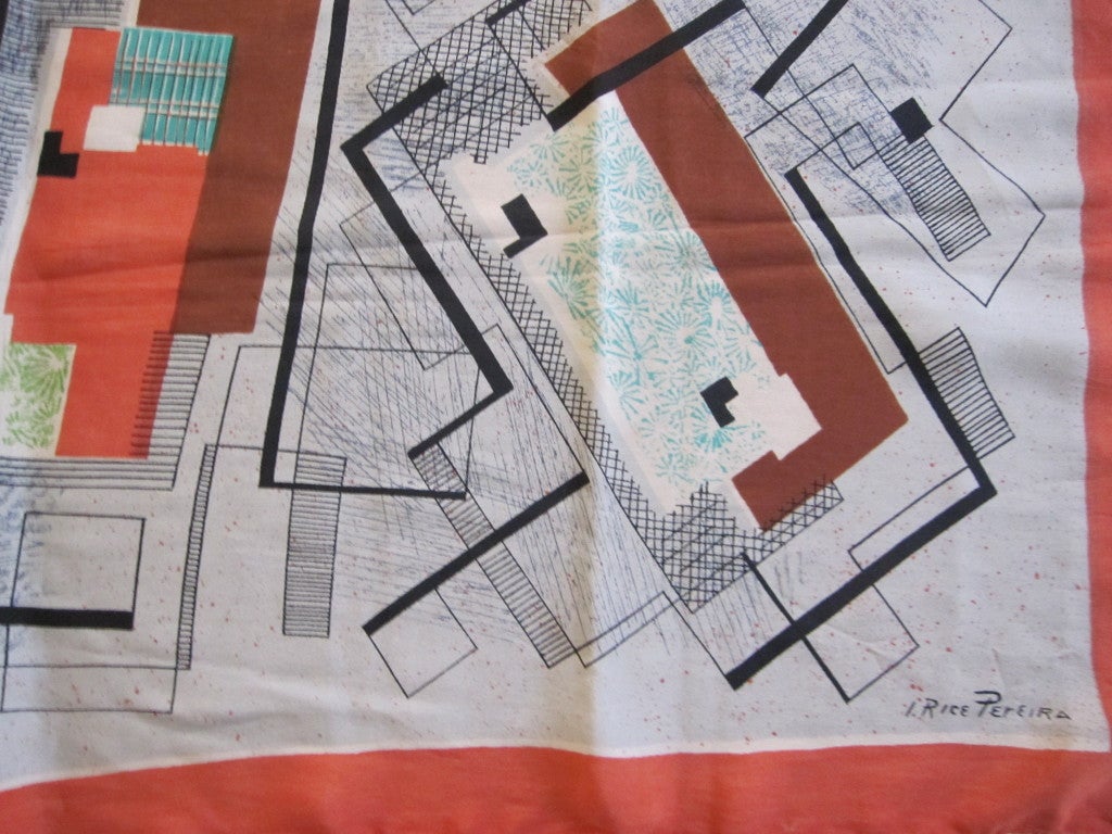 Irene Rice Pereira (1902-1971)  1930's  silk scarf In Excellent Condition In Cloverdale, CA