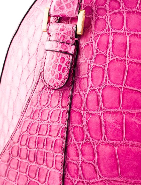 Women's Valextra large pink crocodile 