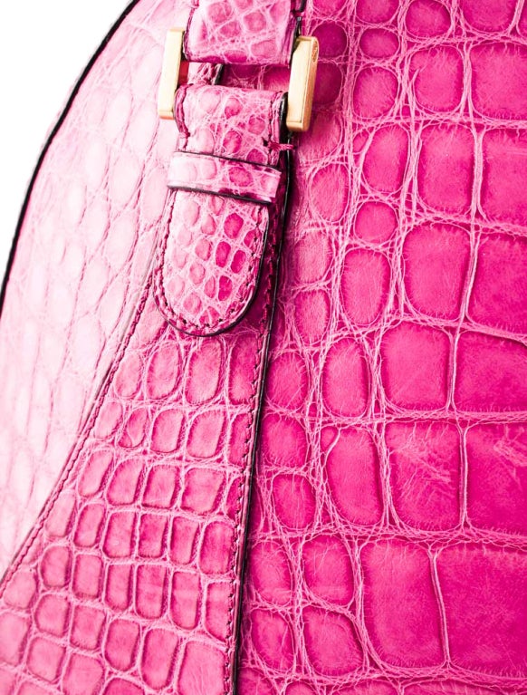 Women's Valextra large pink crocodile 