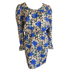 Yves Saint Laurent Rive Gauche vintage silk floral mini dress