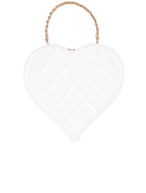 Chanel white quilted lambskin heart bag Resort 2009 NIB For Sale 2