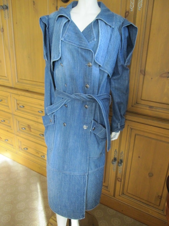 Chanel Spring 08 quilted denim trench sz 48