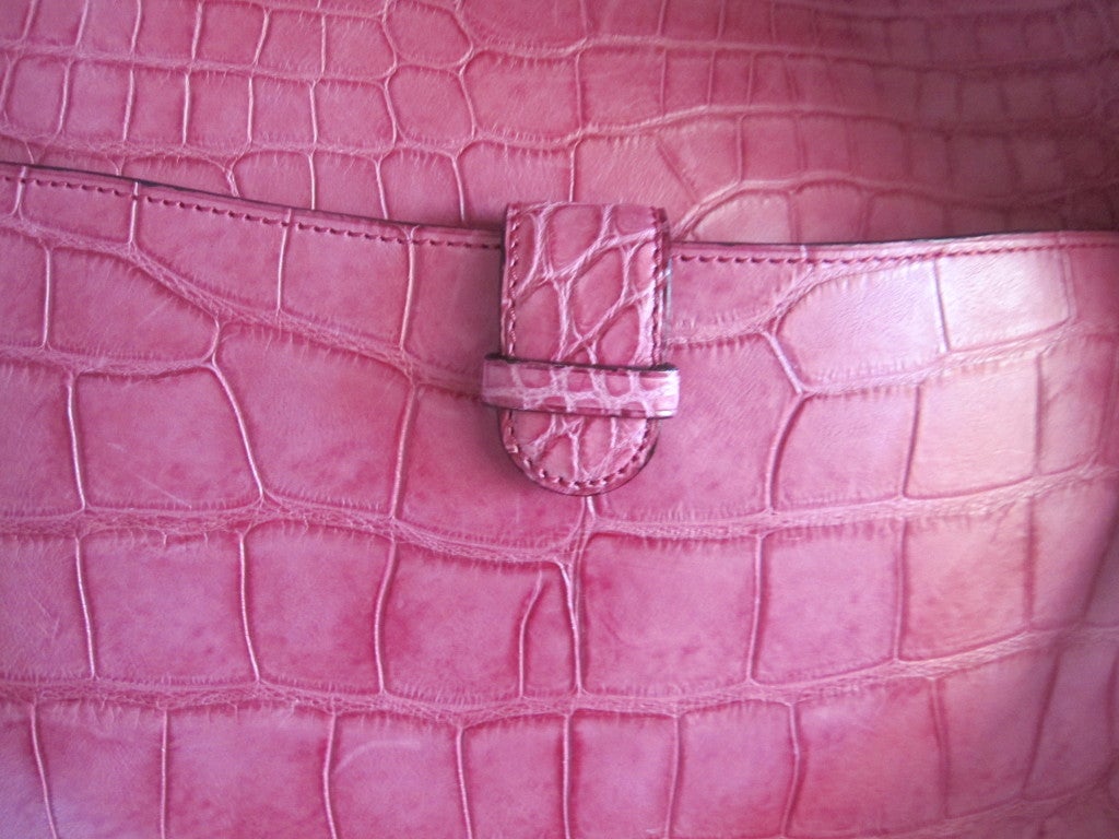 Valextra large pink crocodile 