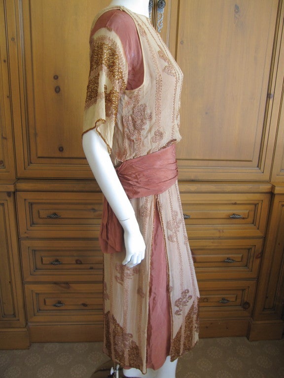 1920's intricately beaded flapper dress French 1