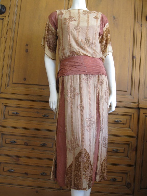 1920's intricately beaded flapper dress French 4