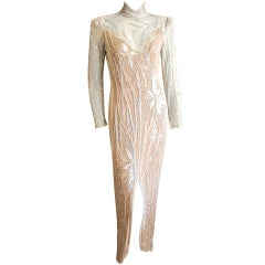 Vintage Bob Mackie sheer pearl trimmed dress
