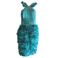Gucci green feather runway dress new with tags $12, 500  Sz 42