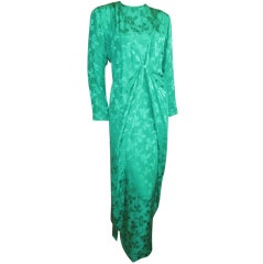 Galanos green silk 2 pc dress/vest