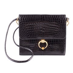 Hermès Rare vintage crocodile noir Sac Sequana Bag