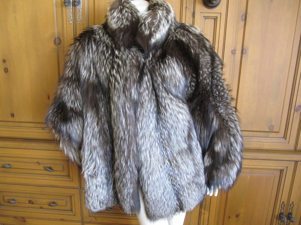 Women's Fendi by Karl Lagerfeld silver fox jacket with dolman sleeves