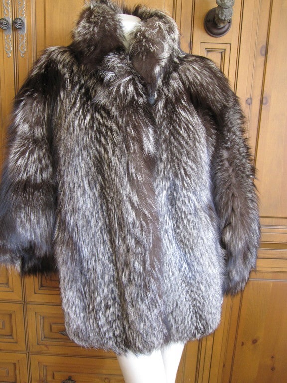 Fendi by Karl Lagerfeld silver fox jacket with dolman sleeves 1