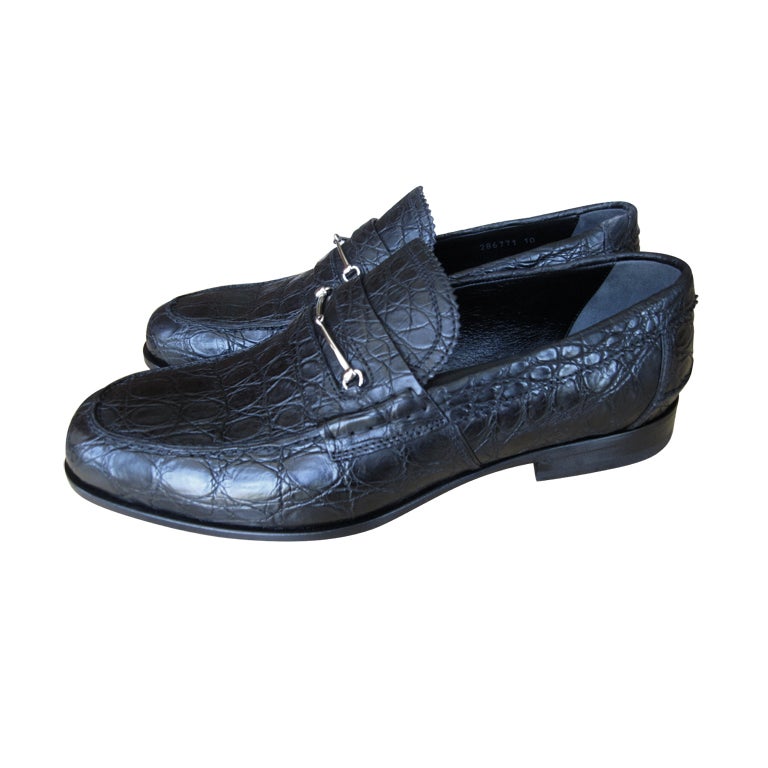 Gucci "Runway Vintage" Horsebit men's alligator loafers New 10