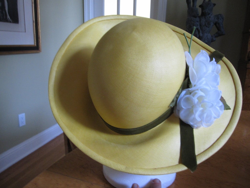Women's Fortnum and Mason wide brim straw yellow hat  Phillip Somerville