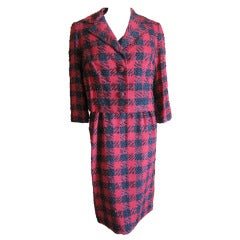 Galanos beaded bold houndstooth dress and jacket