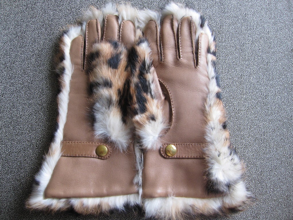 leopard print leather gloves