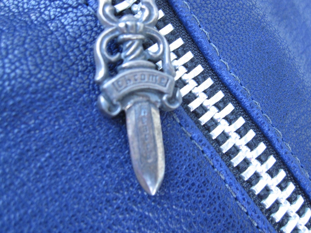 Chrome Hearts blue leather clutch with Sterling silver crosses 6