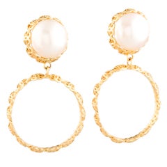 Chanel pearl clip earring with large hoops