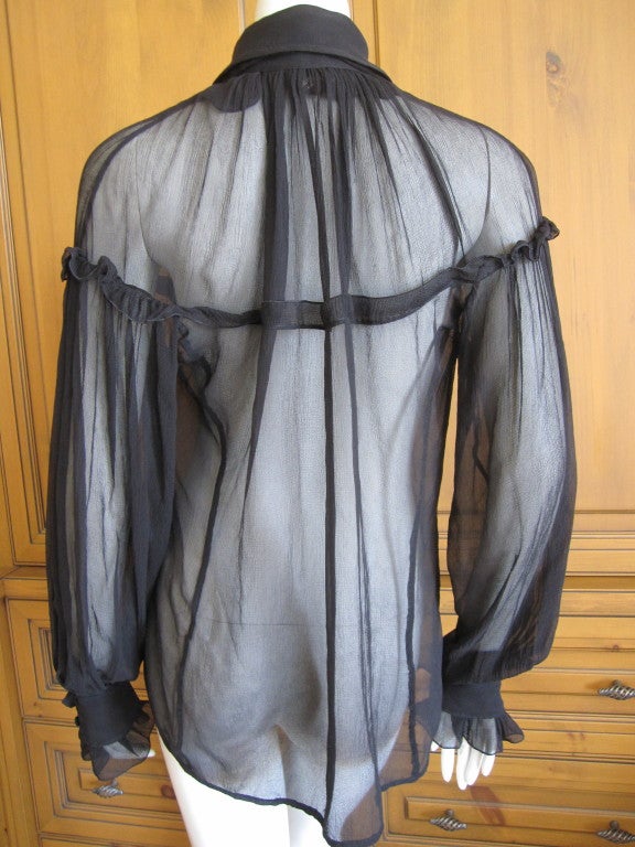 Women's Yves Saint Laurent by Tom Ford black sheer silk blouse