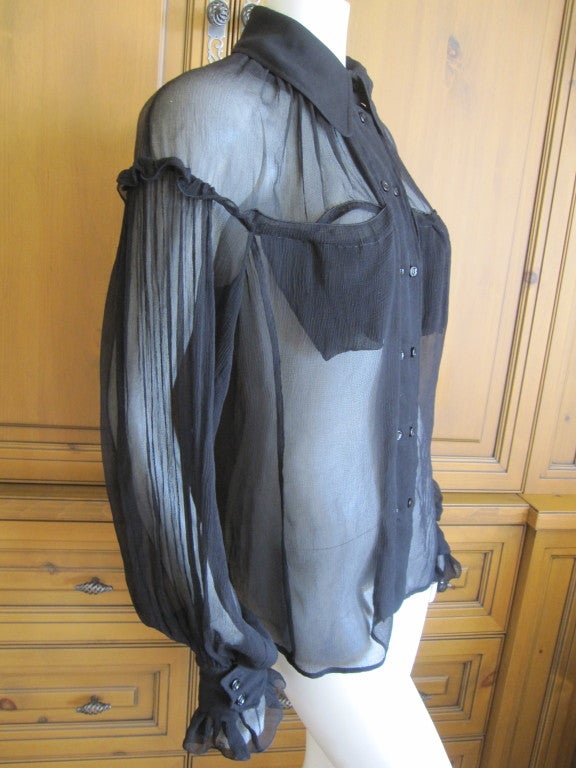 Yves Saint Laurent by Tom Ford black sheer silk blouse 2