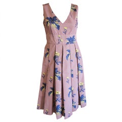 Vintage Prada silk taffeta floral dress with pleated skirt