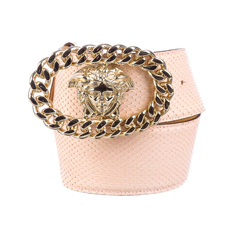 Gianni Versace wide snakeskin belt with Giant Medusa head buckle
