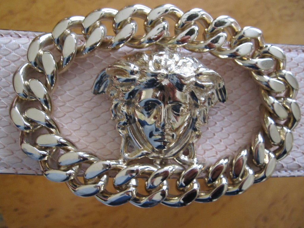 Gianni Versace wide snakeskin belt with Giant Medusa head buckle 1