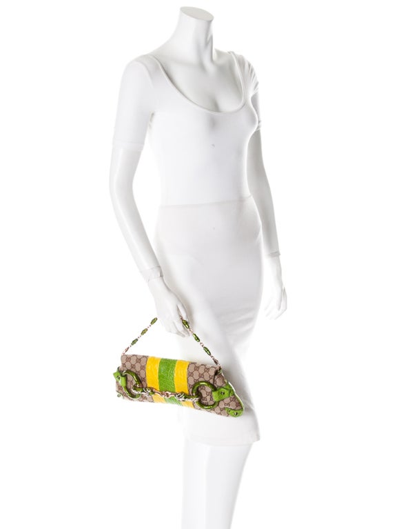 Women's Gucci by Tom Ford Fall 2004 alligator trim jewel snake AD bag