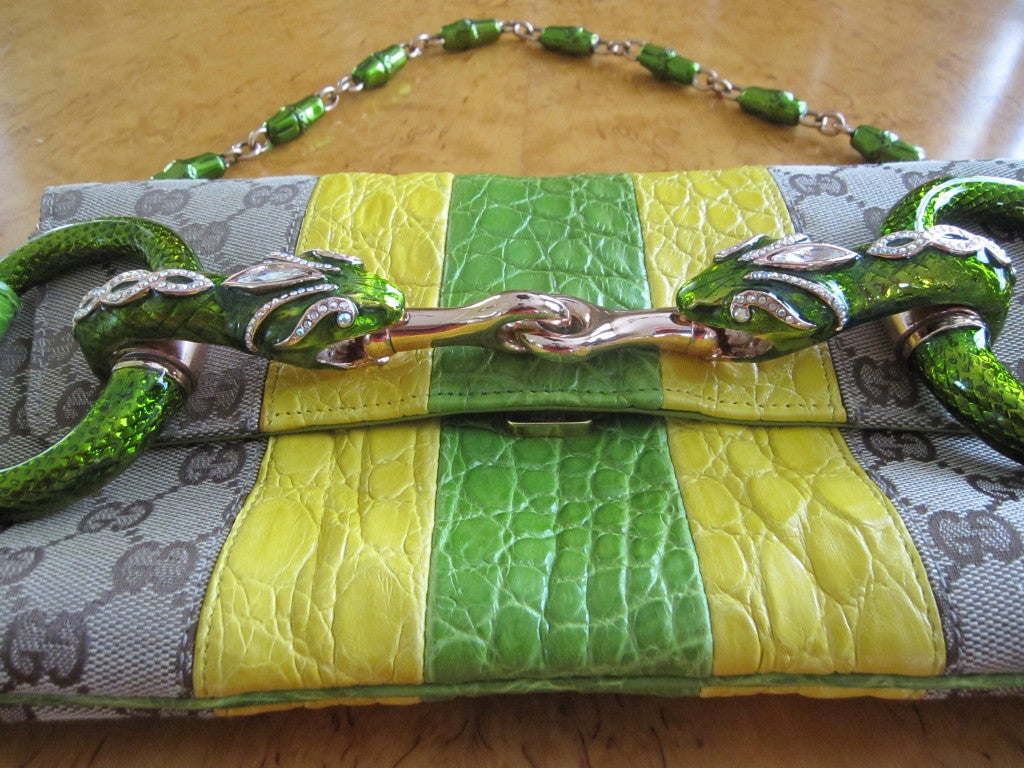 Gucci by Tom Ford Fall 2004 alligator trim jewel snake AD campaign bag