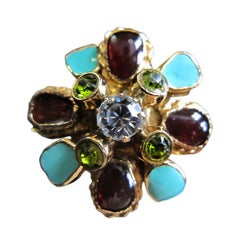 Chanel Gripoix Turquoise Amethyst and Peridot ring