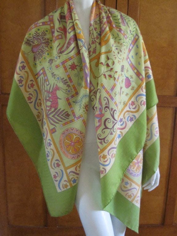 Hermes large cashmere and silk shawl scarf 