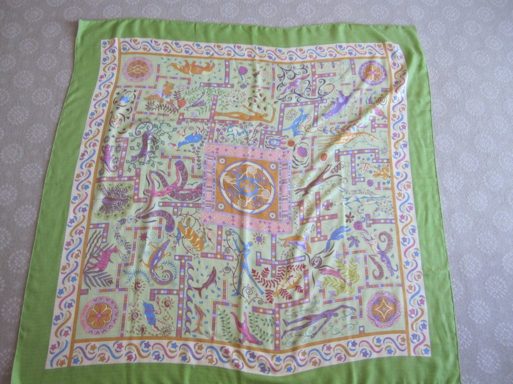 Hermes large cashmere and silk shawl scarf 