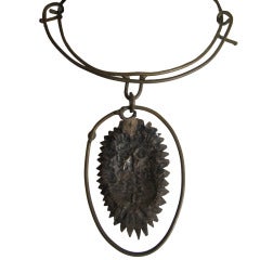 Vintage Xavier Gonzalez Modernist Choker Necklace with Owl Pendant