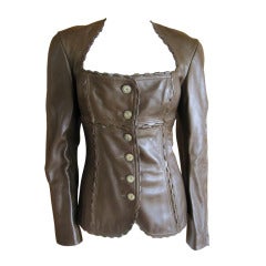 Azzedine Alaia Vintage brown leather hinge jacket