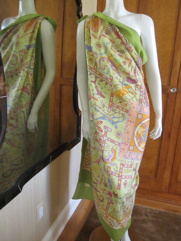 Hermes large cashmere and silk shawl scarf  