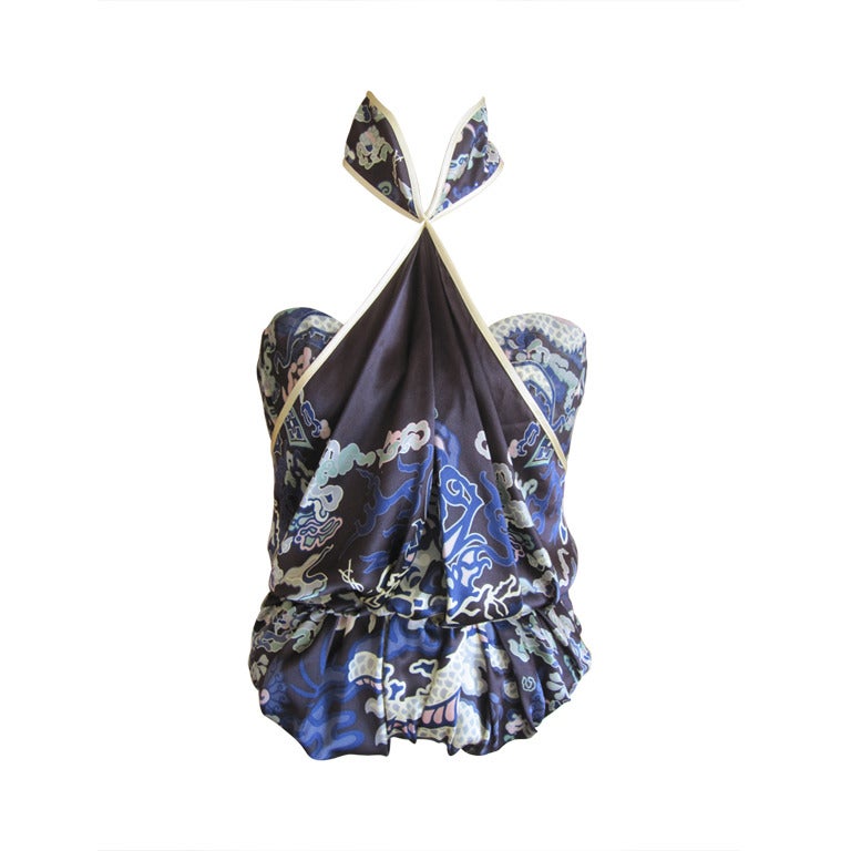 Yves Saint Laurent Tom Ford Fall '04 Asian inspired  silk top