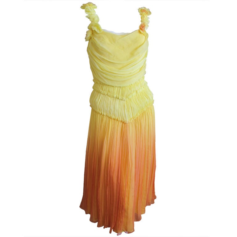 Vestido Flame de gasa de seda ombre Christian Dior by Galliano