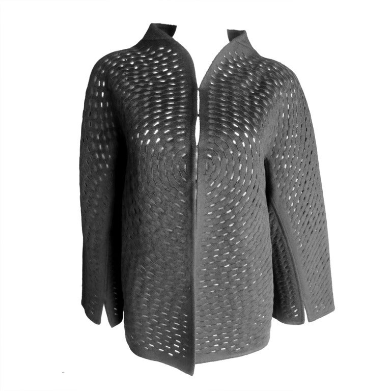 Chado Ralph Rucci couture label cashmere perforated jacket at 1stDibs