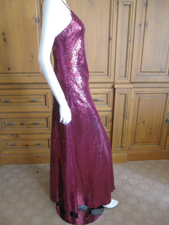 Women's Bill Blass 1970's bias cut  sequin silk tank dress