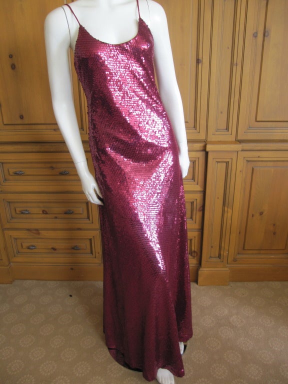 Bill Blass 1970's bias cut  sequin silk tank dress. 
This is so seventies , Studio 54.
Bias cut silk, lined in silk.
Appx sz 6-8