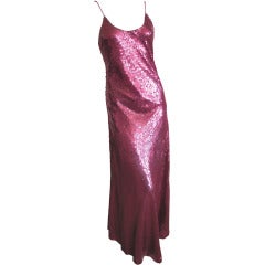 Bill Blass 1970's bias cut  sequin silk tank dress