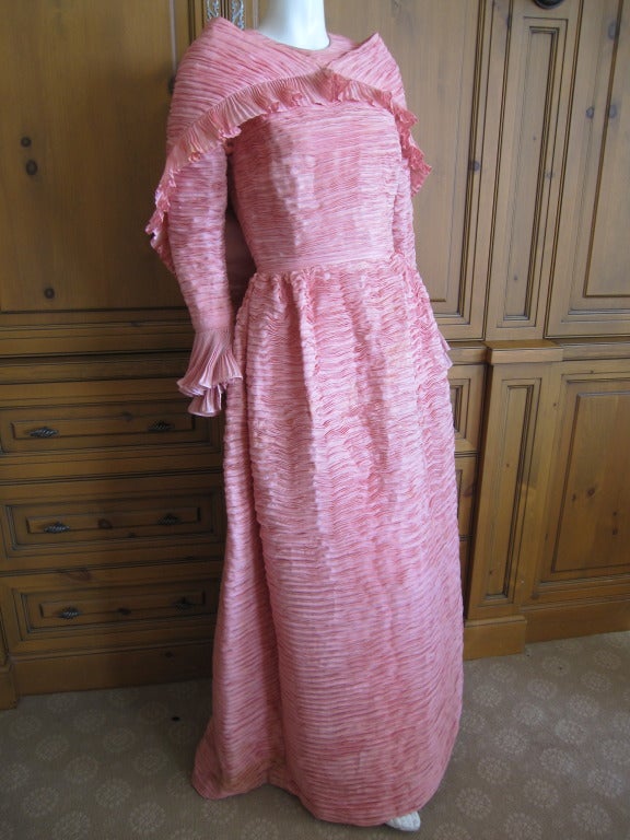 Sybil Connolly pleated Irish handkerchief linen dress & wrap 1