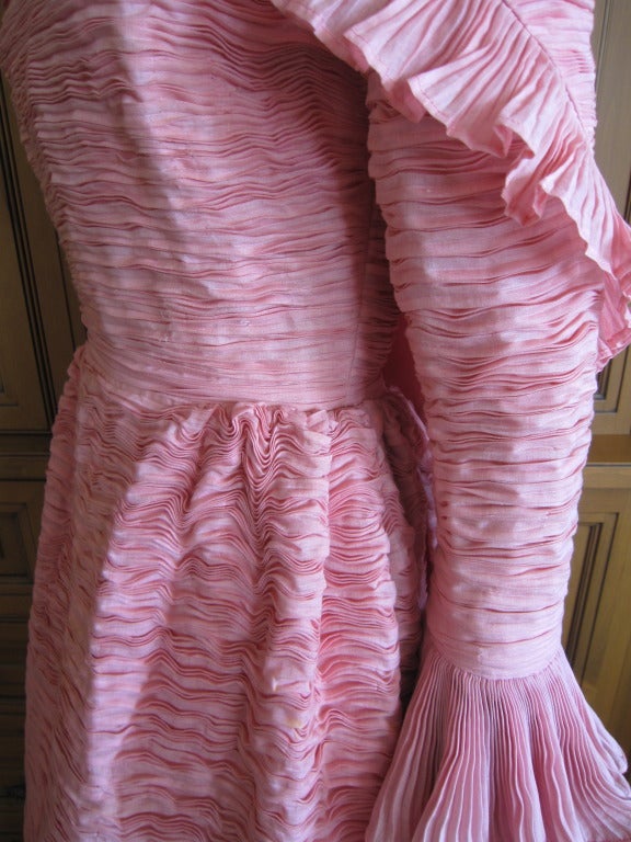 Sybil Connolly pleated Irish handkerchief linen dress & wrap 3