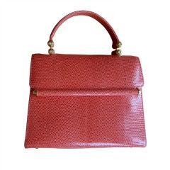 Judith Leiber salmon reptile skin vintage handbag