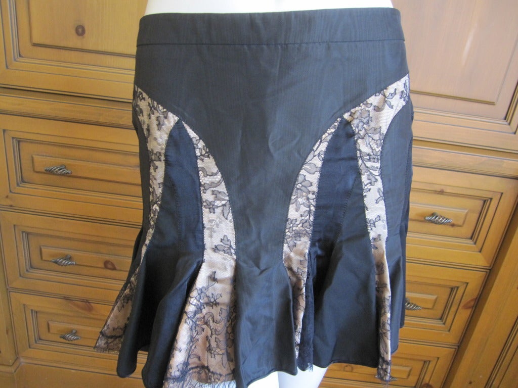 Alexander McQueen lace insert silk skirt with fishtail back